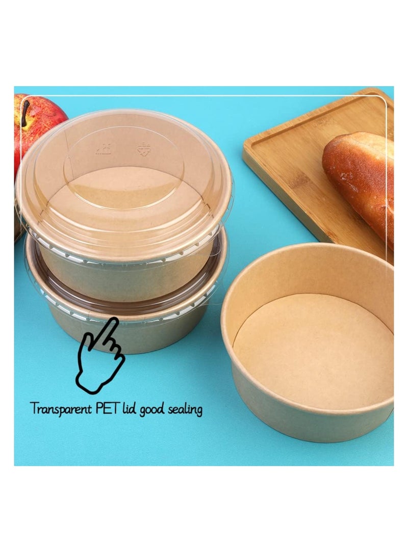 Disposable Paper Bowls, 25 Pack with Clear Lids, Paper Salad Bowls, Large Paper Soup Bowls, 25oz Paper Food Container with Lid Suitable for Diet Salad, Ice Cream, Yogurt and Other Foods - Image 5